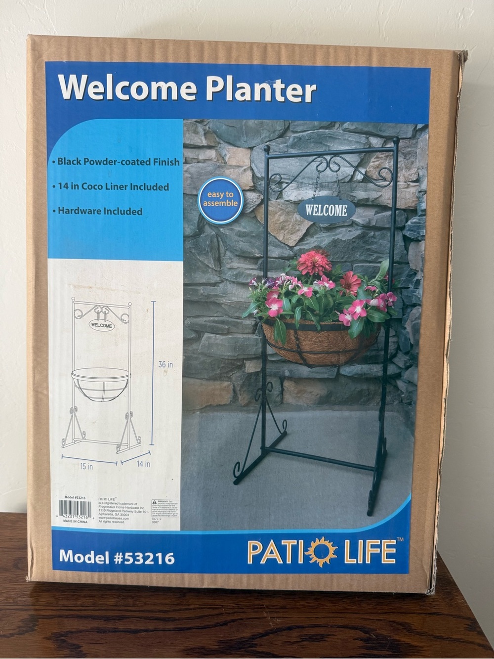 Patio Life Welcome Planter | New in Box | Black Metal